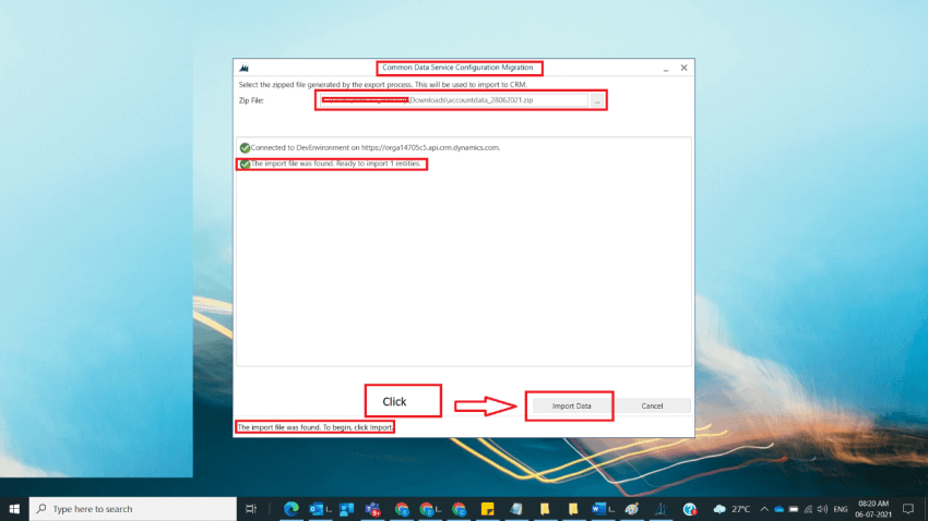 Import Data File into Dynamics D365 Environment using Data Migration Utility